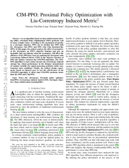 CIM-PPO:Proximal Policy Optimization with Liu-Correntropy Induced Metric