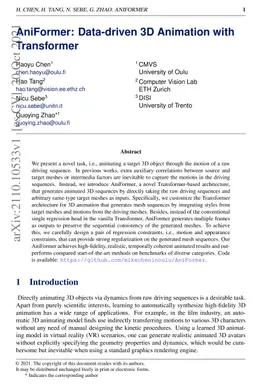 AniFormer: Data-driven 3D Animation with Transformer