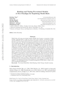 Ranking and Tuning Pre-trained Models: A New Paradigm for Exploiting
  Model Hubs