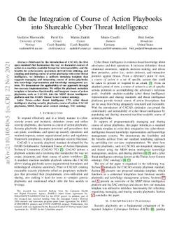 On the Integration of Course of Action Playbooks into Shareable Cyber
  Threat Intelligence