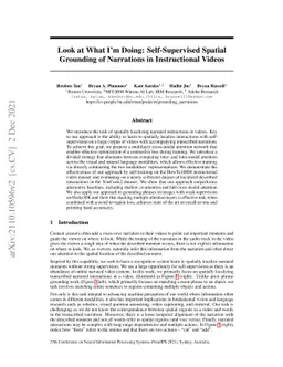 Look at What I'm Doing: Self-Supervised Spatial Grounding of Narrations
  in Instructional Videos