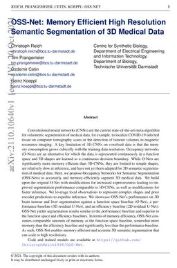 OSS-Net: Memory Efficient High Resolution Semantic Segmentation of 3D
  Medical Data