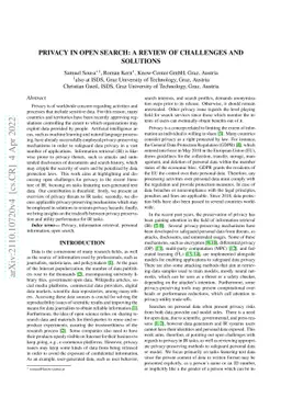 Privacy in Open Search: A Review of Challenges and Solutions