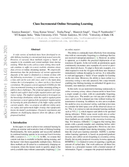 Class Incremental Online Streaming Learning