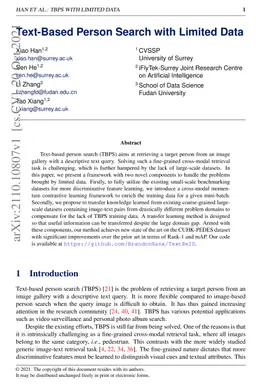 Text-Based Person Search with Limited Data