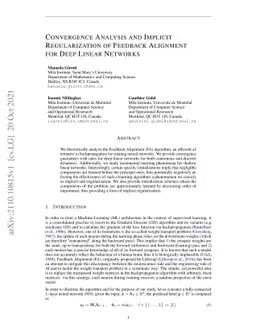 Convergence Analysis and Implicit Regularization of Feedback Alignment
  for Deep Linear Networks