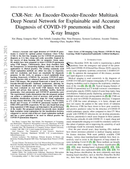 CXR-Net: An Encoder-Decoder-Encoder Multitask Deep Neural Network for
  Explainable and Accurate Diagnosis of COVID-19 pneumonia with Chest X-ray
  Images