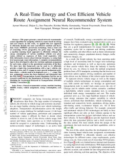 A Real-Time Energy and Cost Efficient Vehicle Route Assignment Neural
  Recommender System