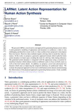 LARNet: Latent Action Representation for Human Action Synthesis