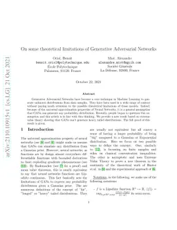 On some theoretical limitations of Generative Adversarial Networks