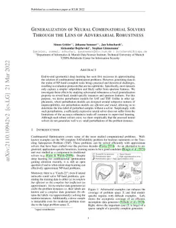 Generalization of Neural Combinatorial Solvers Through the Lens of
  Adversarial Robustness