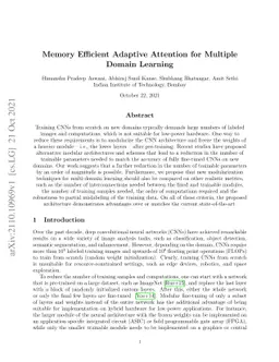 Memory Efficient Adaptive Attention For Multiple Domain Learning