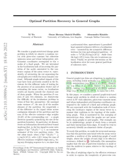 Optimal partition recovery in general graphs
