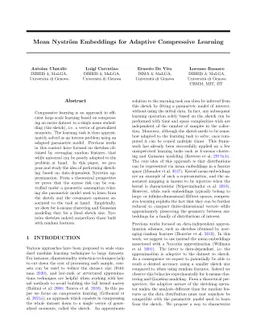 Mean Nyström Embeddings for Adaptive Compressive Learning