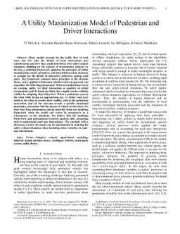A Utility Maximization Model of Pedestrian and Driver Interactions