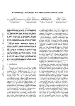 Watermarking Graph Neural Networks based on Backdoor Attacks
