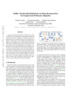 RefRec: Pseudo-labels Refinement via Shape Reconstruction for
  Unsupervised 3D Domain Adaptation
