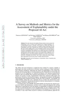 A Survey on Methods and Metrics for the Assessment of Explainability
  under the Proposed AI Act