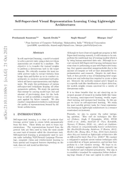 Self-Supervised Visual Representation Learning Using Lightweight
  Architectures