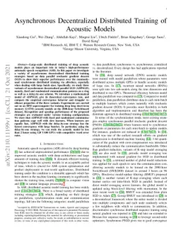 Asynchronous Decentralized Distributed Training of Acoustic Models