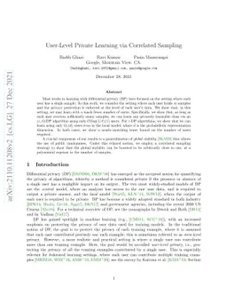 User-Level Private Learning via Correlated Sampling