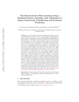 One Representative-Shot Learning Using a Population-Driven Template with
  Application to Brain Connectivity Classification and Evolution Prediction