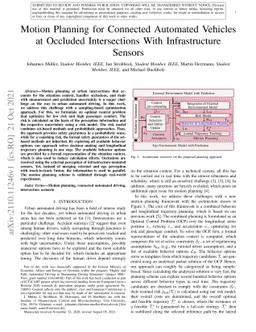 Motion Planning for Connected Automated Vehicles at Occluded
  Intersections With Infrastructure Sensors