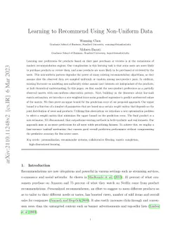 Learning to Recommend Using Non-Uniform Data