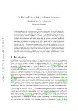 On Optimal Interpolation In Linear Regression