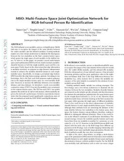 MSO: Multi-Feature Space Joint Optimization Network for RGB-Infrared
  Person Re-Identification