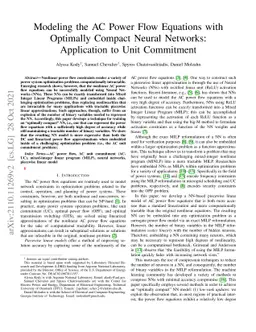 Modeling the AC Power Flow Equations with Optimally Compact Neural
  Networks: Application to Unit Commitment