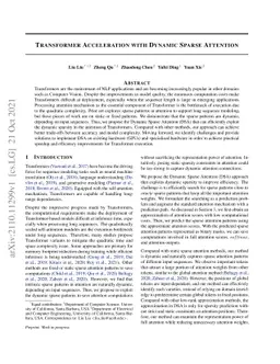 Transformer Acceleration with Dynamic Sparse Attention