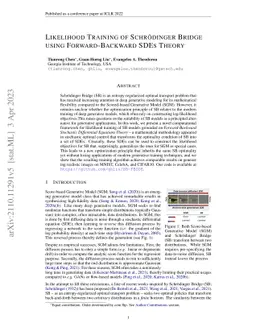 Likelihood Training of Schrödinger Bridge using Forward-Backward SDEs
  Theory