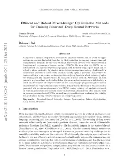 Efficient and Robust Mixed-Integer Optimization Methods for Training
  Binarized Deep Neural Networks
