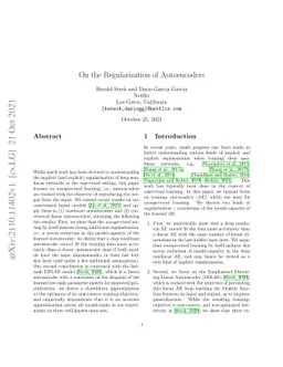 On the Regularization of Autoencoders