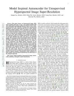Model Inspired Autoencoder for Unsupervised Hyperspectral Image
  Super-Resolution