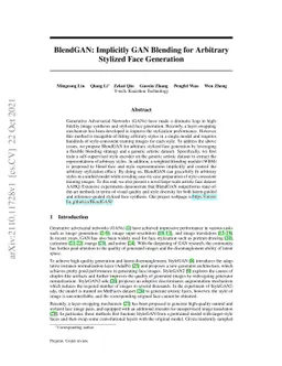 BlendGAN: Implicitly GAN Blending for Arbitrary Stylized Face Generation