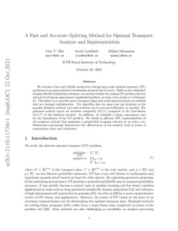 A Fast and Accurate Splitting Method for Optimal Transport: Analysis and
  Implementation