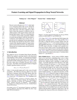 Feature Learning and Signal Propagation in Deep Neural Networks