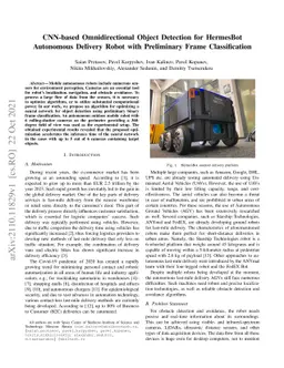 CNN-based Omnidirectional Object Detection for HermesBot Autonomous
  Delivery Robot with Preliminary Frame Classification