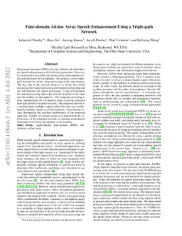 Time-domain Ad-hoc Array Speech Enhancement Using a Triple-path Network