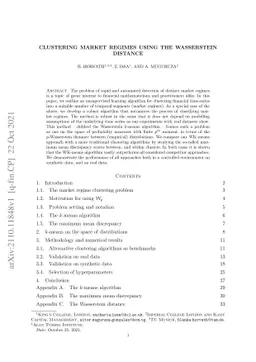 Clustering Market Regimes using the Wasserstein Distance