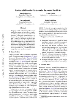 Lightweight Decoding Strategies for Increasing Specificity