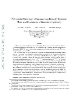Polynomial-Time Sum-of-Squares Can Robustly Estimate Mean and Covariance
  of Gaussians Optimally