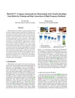 PhotoWCT$^2$: Compact Autoencoder for Photorealistic Style Transfer
  Resulting from Blockwise Training and Skip Connections of High-Frequency
  Residuals
