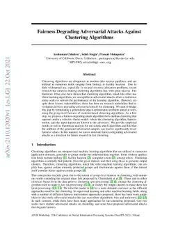 Fairness Degrading Adversarial Attacks Against Clustering Algorithms