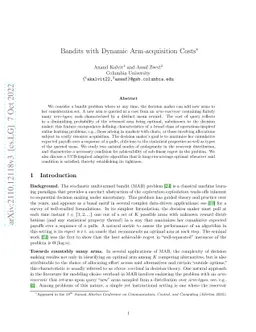 Bandits with Dynamic Arm-acquisition Costs