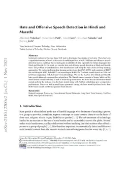 Hate and Offensive Speech Detection in Hindi and Marathi