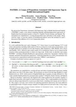 PASTRIE: A Corpus of Prepositions Annotated with Supersense Tags in
  Reddit International English