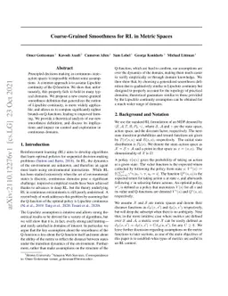 Coarse-Grained Smoothness for RL in Metric Spaces